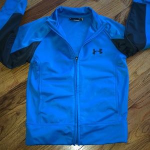 Boys Under Armor track jacket Size 5 Blue and Blk